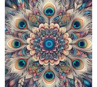 Cekog Mandala Feathers Diamond Art Kits for Adults,5D Feathers Diamond Painting Kits for Beginner DIY Square Full Drill Embroidery Cross Stitch Diamond Dots Craft for Home Wall Decor Gifts 50x50 cm