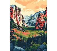 Cekog Paisaje del valle y bosque Pintar por Numeros Adultos - Pintar con Pinceles y Pinturas Acrílicas Kit de Lienzo Cuadros por Numeros Para Pintar Pared del Hogar Decoración - 45x60cm con Marco