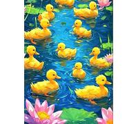 Cekog Patos del lago Lotus Pintar por Numeros Adultos - Pintar con Pinceles y Pinturas Acrílicas Kit de Lienzo Cuadros por Numeros Para Pintar Pared del Hogar Decoración - 45x60cm con Marco