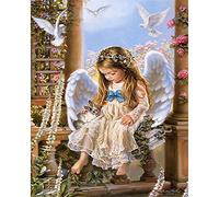 Cekog Pintar por Numeros Adultos - Pintura por NúMeros Con Pinceles y Pinturas Decoraciones,Paint by Numbers Kit,Cuadros por Numeros Lienzo Pintura con Numeros - lindo,niña,ángel 40x50cm sin Marco