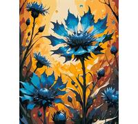 Cekog Pintar por Numeros para Adultos,Flores azules DIY Paint by numbers para Adultos Niños con Pinceles Acrílico Pigment Pintar por Numeros para Hogar Decoraciones(sin Marco) 70x90cm