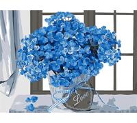 Cekog Pintar por Numeros para Adultos,Flores azules DIY Paint by numbers para Adultos Niños con Pinceles Acrílico Pigment Pintar por Numeros para Hogar Decoraciones(sin Marco) 80x100cm