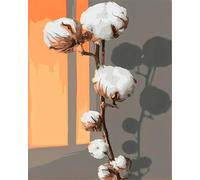 Cekog Pintar por Numeros para Adultos,Naturaleza muerta con planta de algodón DIY Paint by numbers con Pinceles Acrílico Pigment Painting para el Hogar Decoraciones (con Marco) 30x40cm