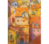 Cekog Pintar por Numeros para Adultos,Pueblo de cuento de hadas DIY Paint by numbers con Pinceles Acrílico Pigment Painting para el Hogar Decoraciones (sin Marco) 30x40cm