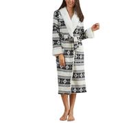 Celanisai Albornoz de mujer de franela y forro polar, bata de casa con estampado de corazón bicolor, bata acogedora y esponjosa, kimono, bata térmica, bata cálida de invierno, encantadora, cómoda