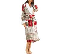 Celanisai Albornoz de mujer de franela y forro polar, bata de casa con estampado de corazón bicolor, bata acogedora y esponjosa, kimono, bata térmica, bata cálida de invierno, encantadora, cómoda