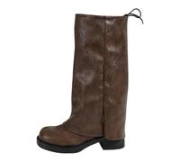 Celanisai Botas de mujer por encima de la rodilla, botas de punta puntiaguda, tacón de plataforma, largo hasta la rodilla, botas altas de invierno, cálidas, botas anchas, con tacón, botas de invierno