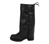 Celanisai Botas de mujer por encima de la rodilla, botas de punta puntiaguda, tacón de plataforma, largo hasta la rodilla, botas altas de invierno, cálidas, botas anchas, con tacón, botas de invierno