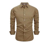 Celanisai Camisa tradicional para hombre, Oktoberfest, camisa vintage a cuadros cuadros de Múnich, camisa vaquera, corte ajustado, camisa de verano, ligera, informal, transpirable, cómoda, O amarillo