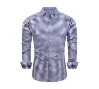 Celanisai Camisa tradicional para hombre, Oktoberfest, camisa vintage a cuadros cuadros de Múnich, camisa vaquera, corte ajustado, camisa de verano, ligera, informal, transpirable, cómoda, O blue2, M