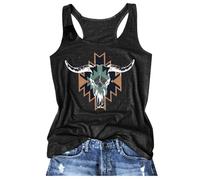 Celanisai Camiseta de tirantes para mujer, estilo occidental, vintage, sin mangas, cuello redondo, tops básicos, ligeros, cómodos, para el tiempo libre, para el día a día, camisetas interiores suaves