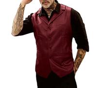 Celanisai Chaleco de cuero para hombre, gótico, punk, sin mangas, vintage, clásico, traje de trabajo, clásico, traje de hombre, traje de negocios, chaleco, chaqueta, atuendo de negocios, O Vino, XXL