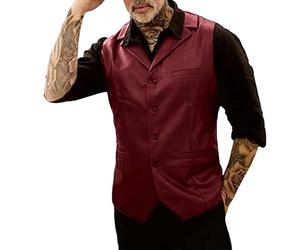 Celanisai Chaleco de cuero para hombre, gótico, punk, sin mangas, vintage, clásico, traje de trabajo, clásico, traje de hombre, traje de negocios, chaleco, chaqueta, atuendo de negocios, O Vino, XXL