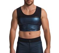 Celanisai Chaleco de sauna para hombre, adelgazante, chaleco adelgazante, para pérdida de peso, sin mangas, cuello redondo, camiseta de compresión, entrenamiento, camiseta de tirantes, de piel