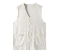 Celanisai Chaleco de traje para hombre Chino Chaleco de lino de una sola fila Kung Fu Tai Chi Tops Tradicional Ajuste Regular Chaleco Tantop con Bolsillo Suave Transpirable Ropa Retro para Hombres, O