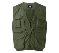 Celanisai Chaleco de verano para hombre, ligero, verano, caza, pesca, chaleco de trabajo, safari, chaleco de camping, chaleco de pesca fino transpirable con varios bolsillos, fotografía al aire libre