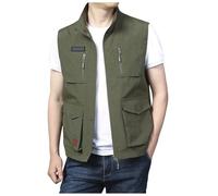 Celanisai Chaleco para hombre al aire libre sin mangas, chaleco de trabajo de verano con múltiples bolsillos, ligero, transpirable, chaleco de verano, caza, camping, pesca, bicicleta, chaleco