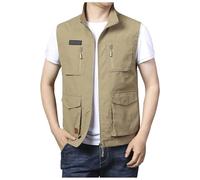 Celanisai Chaleco para hombre al aire libre sin mangas, chaleco de trabajo de verano con múltiples bolsillos, ligero, transpirable, chaleco de verano, caza, camping, pesca, bicicleta, chaleco