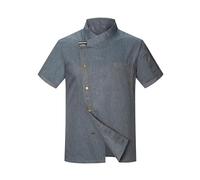 Celanisai Chaqueta de Cocina para Hombre, Manga Corta, Camisa de Chef, Tops de un Solo Color, Chaqueta Ligera de Pastelero, Uniforme de Restaurante, Ropa de Trabajo para la Cocina Profesional, Tops