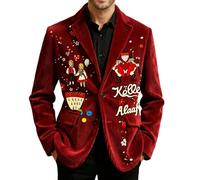Celanisai Chaqueta de pana para hombre con estampado divertido de payaso y botones para carnaval, multicolor, para festivales, rave, elegante, disfraz de carnaval, P Red, XXXXL