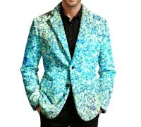 Celanisai Chaqueta de pana para hombre con lentejuelas, chaqueta de traje, chaqueta de traje, chaqueta de lentejuelas, ligera, disfraz con botones, chaqueta de esmoquin, elegante, bola de discoteca
