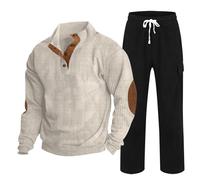 Celanisai Cord Jogsuit Herren Cordoury Trainingsanzug Vintage Classic Tracksuit 2 Teilig pullover und Jogginghose Retro hausanzug kuschelig Fleece männer Winter Herbst Freizeitanzug, O negro., L