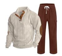 Celanisai Cord Jogsuit Herren Cordoury Trainingsanzug Vintage Classic Tracksuit 2 Teilig pullover und Jogginghose Retro hausanzug kuschelig Fleece männer Winter Herbst Freizeitanzug, O Ladrillo Rojo