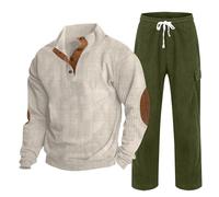 Celanisai Cord Jogsuit Herren Cordoury Trainingsanzug Vintage Classic Tracksuit 2 Teilig pullover und Jogginghose Retro hausanzug kuschelig Fleece männer Winter Herbst Freizeitanzug, O Ejército Verde