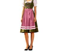 Celanisai Delantal tirolesa para traje regional, delantal para tirolesa, delantal tirolesa, delantal de tafetán, monocolor, color verde, rosa, rosa, azul, negro, brillante, falda de verano, O Rosa