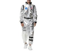 Celanisai Disfraz de astronauta para hombre, disfraz de astronauta, color plateado, mono espacial, disfraz de pareja, cosplay, disfraz de carnaval, fiesta, disfraz de hombre, traje de cuerpo completo