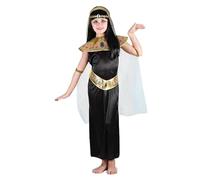Celanisai Disfraz de faraón para niña, disfraz de princesa egipcia con decoración para la cabeza, abrigo Cleopatra Egipto, disfraz de carnaval para niños y ropa infantil, Talla S, color negro., M