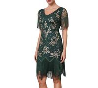 Celanisai Disfraz de los años 20 para mujer, vestido con flecos de lentejuelas, vestido elegante con cuello en V, vestido de cóctel, vestido de baile latino, estilo retro, vestido de fiesta de cóctel