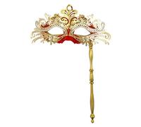 Celanisai Máscara veneciana de encaje para ojos, máscara de encaje con bastón, máscara de encaje, disfraz con purpurina, media máscara para mascarada, carnaval, fiesta de graduación, disfraz de