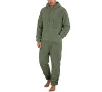 Celanisai Mono de invierno para hombre, cálido, mullido, pijama, mono de peluche, de forro polar, de una pieza, suave, de cuerpo entero, térmico, cálido, O Verde, XL