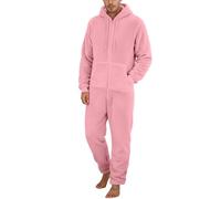 Celanisai Mono de invierno para hombre, cálido, mullido, pijama, mono de peluche, de forro polar, de una pieza, suave, de cuerpo entero, térmico, cálido, O rosa., XL