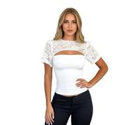 Celanisai Parte superior transparente para mujer Y2k Crop Top Mujer Manga Encaje Patchwork Hollow-Out Front Mock Neck Verano Slim Fit Streetwear Clubwear Ropa Deportiva Ocio Boda Novia Top de Encaje