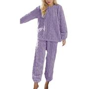 Celanisai Pijama de mujer de manga larga de franela para invierno, juego de 2 piezas de pijama de invierno para mujer, suave bata de casa, bata de franela cálida para mujer, conjunto de pijama de