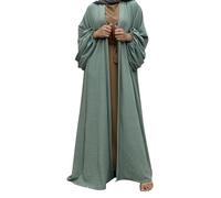 Celanisai Ropa de oración para mujeres señoras musulmanas vestido de oración musulmana abaya con mangas largas y volantes vestido maxi vestido islámico de Dubai Jilbab vestido de mujer vestido de