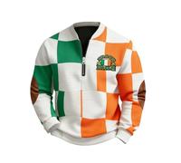Celanisai St Patrick's Sudadera con capucha para hombre sin abultamiento verde 1/4 cremalleras suéter de trabajo holgado Y2k camisas de manga larga Saint Pat's Day Print Tops para ropa de festival de