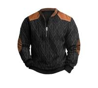 Celanisai Sudadera de forro polar con media cremallera para hombre, sudadera de manga larga, táctica, suave y cálida, chaqueta de forro polar para hombre, sin capucha, suéter de manga larga, O negro