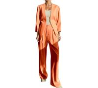 Celanisai Traje de pantalón elegante de 2 piezas para mujer, traje de negocios de manga larga, traje de dos piezas, chaqueta de traje ajustado y pantalones lisos para oficina, blazer de boda, ropa de