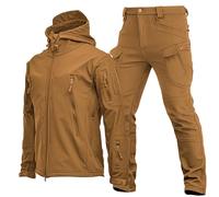 Celanisai Traje de pesca para hombre de invierno, grueso, ropa de camping, entrenamiento táctico, juego impermeable con capucha, chaqueta táctica y pantalones, trajes para pesca al aire libre