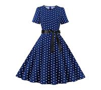 Celanisai Vestido de cóctel para mujer, estilo vintage, retro, con lunares de los años 50, manga corta, estilo rockabilly, vestido de cóctel, fiesta, formal, baile de graduación, vestido de noche, Z2