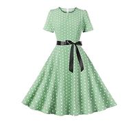 Celanisai Vestido de cóctel para mujer, estilo vintage, retro, con lunares de los años 50, manga corta, estilo rockabilly, vestido de cóctel, fiesta, formal, baile de graduación, vestido de noche, Z2
