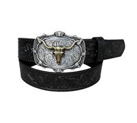 Celanisai Western Cowboy Gürtel Herren Damen Bull Head Big Schnallengürtel Cowboy Gürtel Druckknopfverschluss Knotengürtel Vintage Classic Taillenkette Cosaplay Knotengürtel Faschingskostüme Seil, O