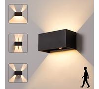 CELAVY Aplique Pared Exterior Interior con Sensor de Movimiento, Moderno LED Lampara Exterior, IP65 Impermeable Luz Exterior Pared 3000K, Aplique Exterior Aluminio Ángulo de Haz Ajustable, Negro