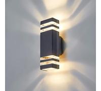 CELAVY LED Aplique de pared exterior - Moderna luminaria exterior, IP65 impermeable lámpara de pared exterior, 3000 K Up Down Iluminación de pared exterior GU10 Aluminio, Antracita Gris