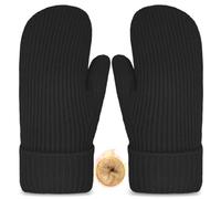 Celblisora 1 Par de manoplas de invierno, guantes para mujer, forro térmico de vellón cálido, tejido grueso, suave, cómodo, manoplas de lana, regalos para clima frío