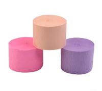 Celebra con papel crepé de 200 pies para serpentinas, 3 rollos para decoración de bodas y fiestas de cumpleaños, colores vibrantes (rosa C)