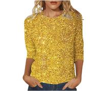 Celebra el ambiente de carnaval con camisetas casuales de manga larga de moda para mujer, amarillo, XL